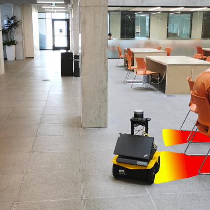 Robot proactively avoiding chair.